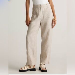 Quince 100% European Linen Patch Pocket Wide Leg Pants in Flax Color